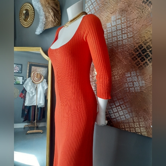 NWOT Zara Ribbed Stretch Cotton Midi Dress - Picture 8 of 11